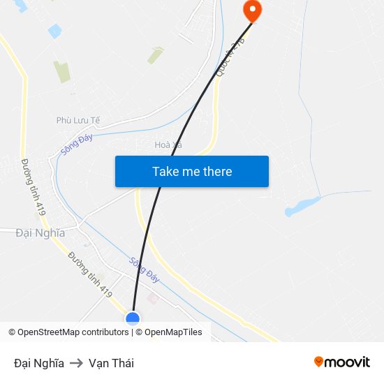 Đại Nghĩa to Vạn Thái map