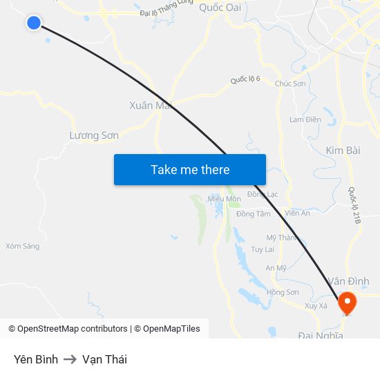 Yên Bình to Vạn Thái map