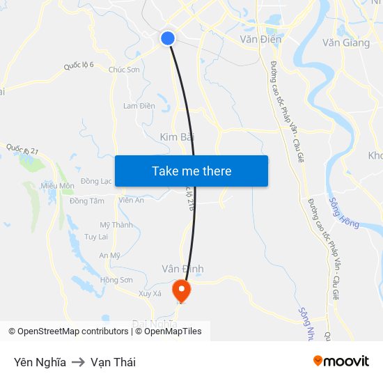 Yên Nghĩa to Vạn Thái map