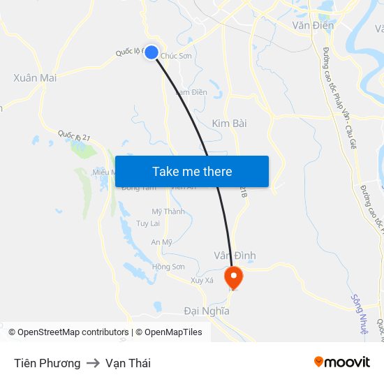 Tiên Phương to Vạn Thái map