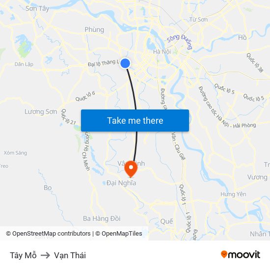 Tây Mỗ to Vạn Thái map