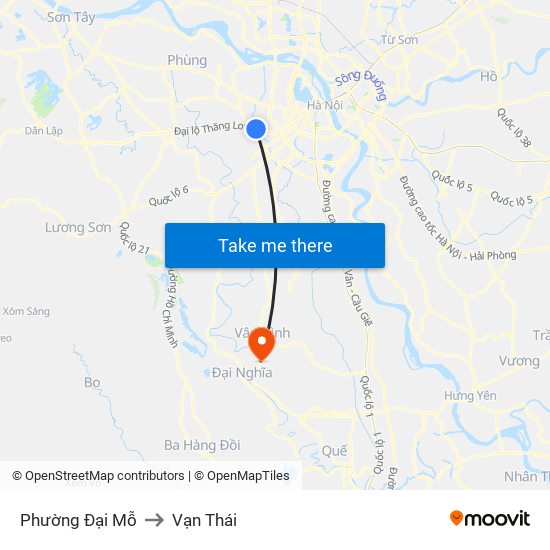 Phường Đại Mỗ to Vạn Thái map