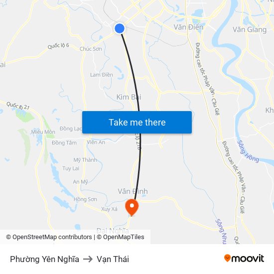 Phường Yên Nghĩa to Vạn Thái map