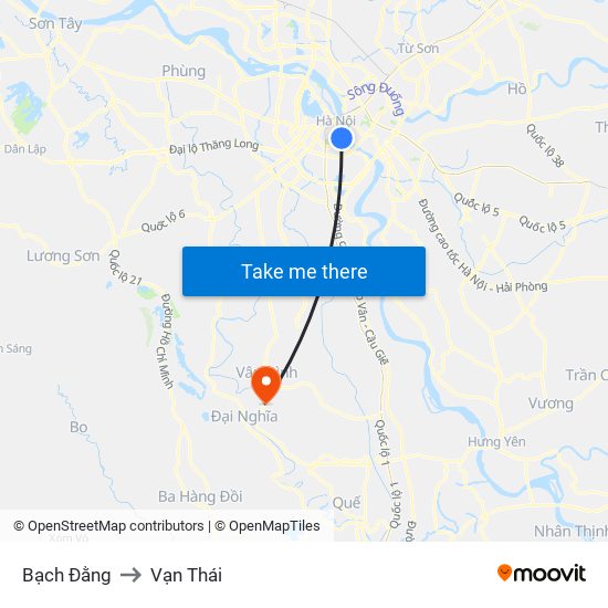 Bạch Đằng to Vạn Thái map