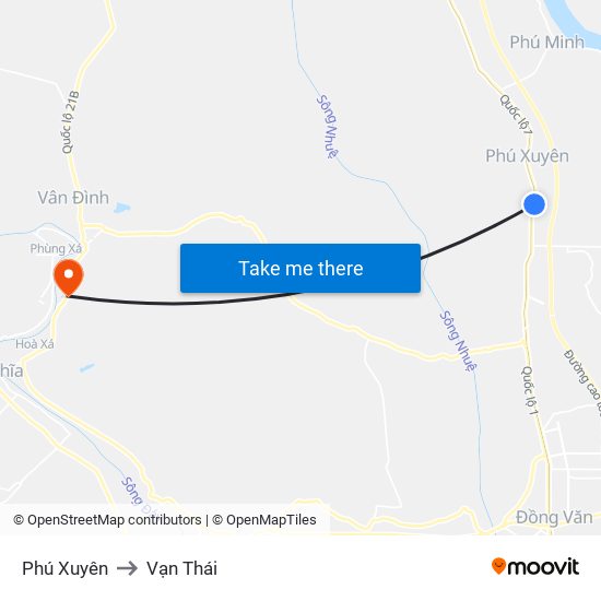 Phú Xuyên to Vạn Thái map