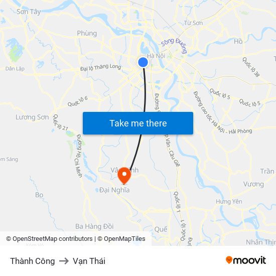 Thành Công to Vạn Thái map