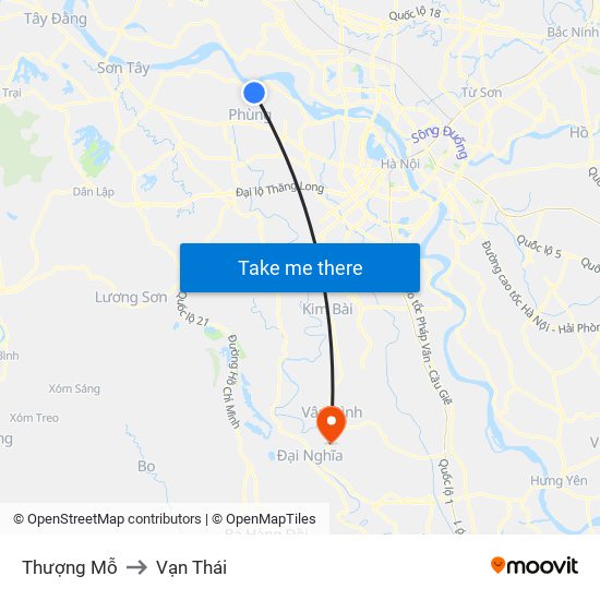 Thượng Mỗ to Vạn Thái map