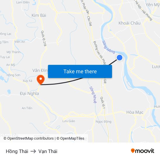 Hồng Thái to Vạn Thái map