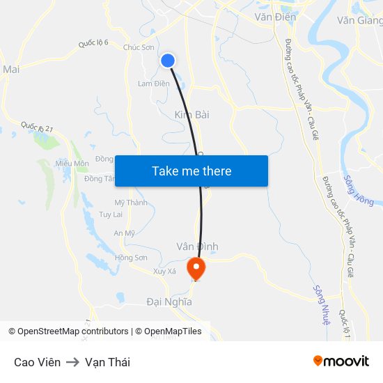 Cao Viên to Vạn Thái map