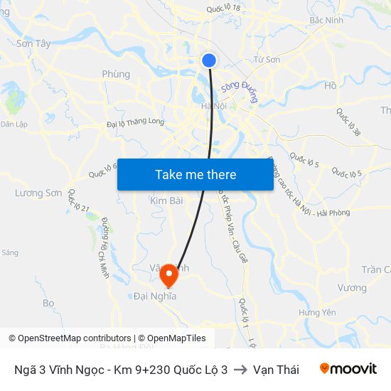 Ngã 3 Vĩnh Ngọc - Km 9+230 Quốc Lộ 3 to Vạn Thái map