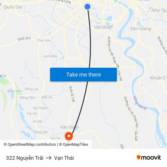 322 Nguyễn Trãi to Vạn Thái map