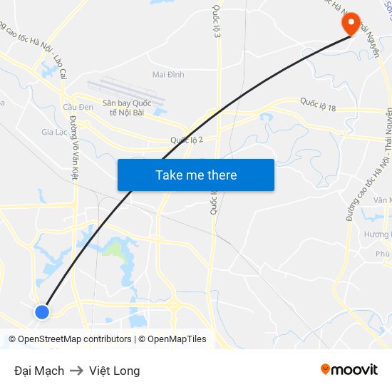 Đại Mạch to Việt Long map