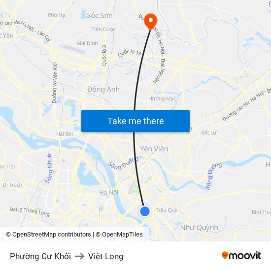 Phường Cự Khối to Việt Long map