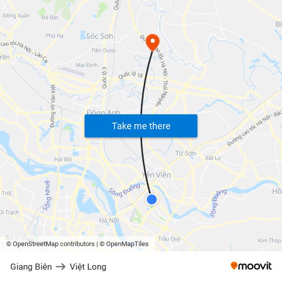 Giang Biên to Việt Long map