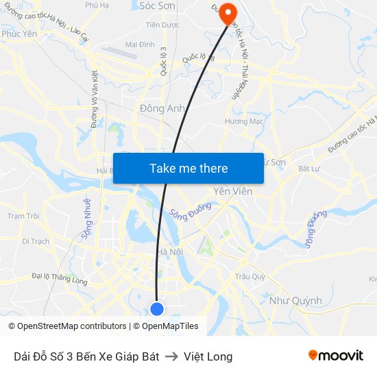 Dải Đỗ Số 3 Bến Xe Giáp Bát to Việt Long map