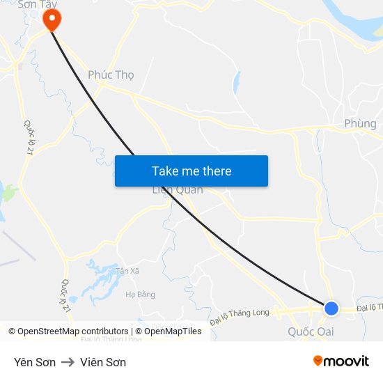 Yên Sơn to Viên Sơn map