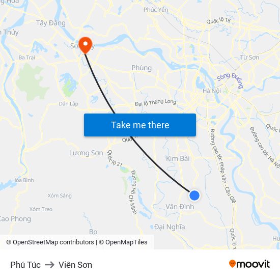 Phú Túc to Viên Sơn map