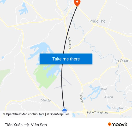 Tiến Xuân to Viên Sơn map