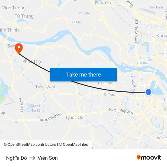 Nghĩa Đô to Viên Sơn map