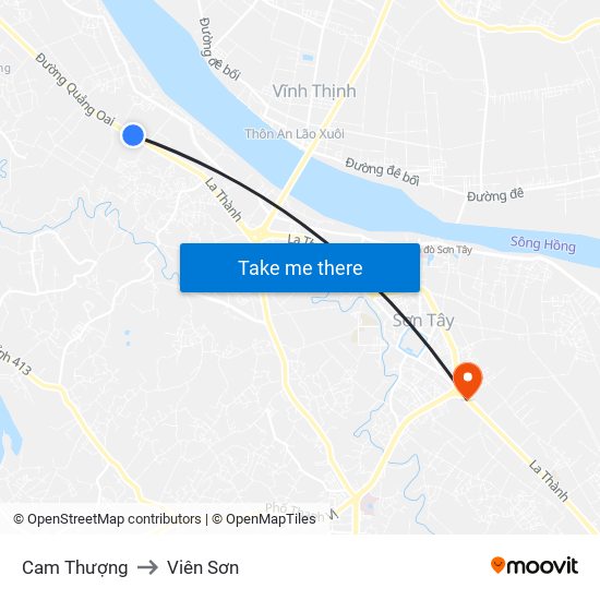 Cam Thượng to Viên Sơn map