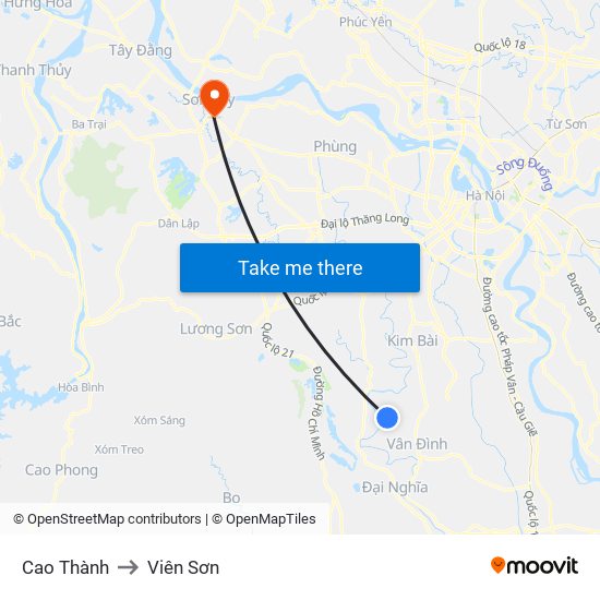 Cao Thành to Viên Sơn map