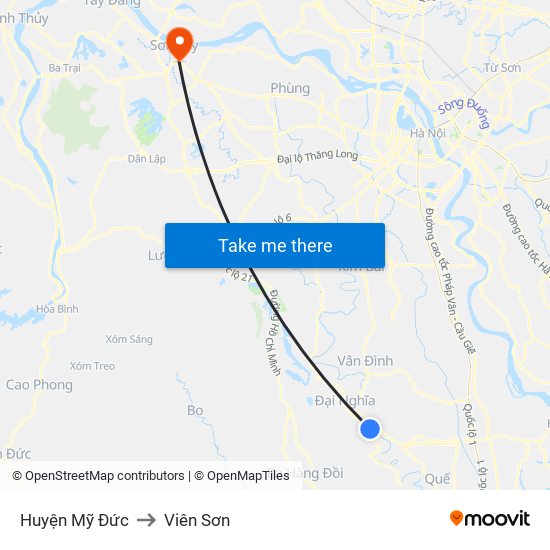 Huyện Mỹ Đức to Viên Sơn map