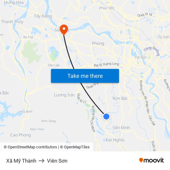 Xã Mỹ Thành to Viên Sơn map