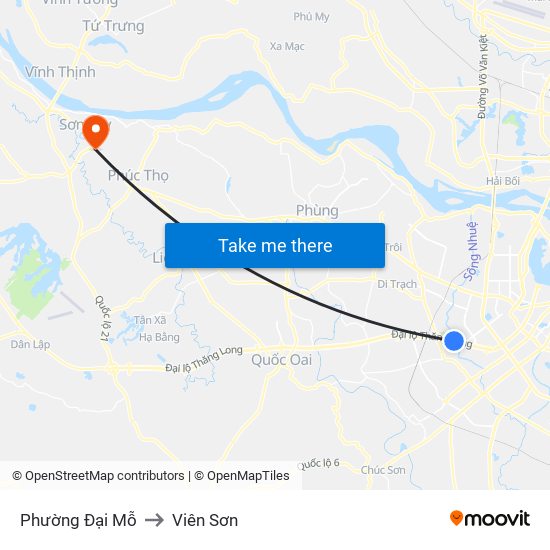 Phường Đại Mỗ to Viên Sơn map