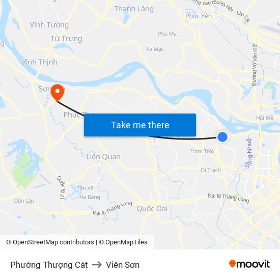 Phường Thượng Cát to Viên Sơn map