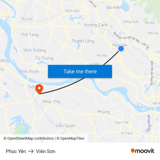 Phúc Yên to Viên Sơn map