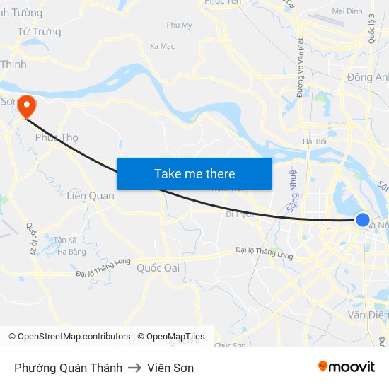 Phường Quán Thánh to Viên Sơn map