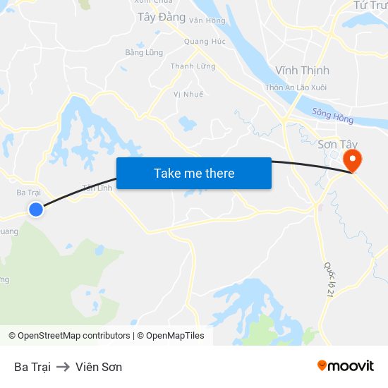 Ba Trại to Viên Sơn map