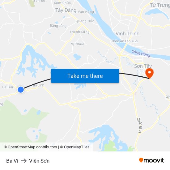 Ba Vì to Viên Sơn map