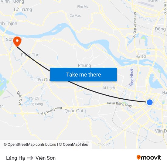 Láng Hạ to Viên Sơn map
