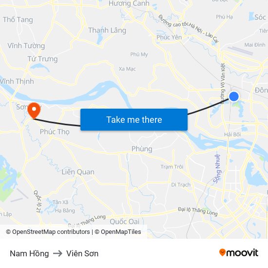 Nam Hồng to Viên Sơn map