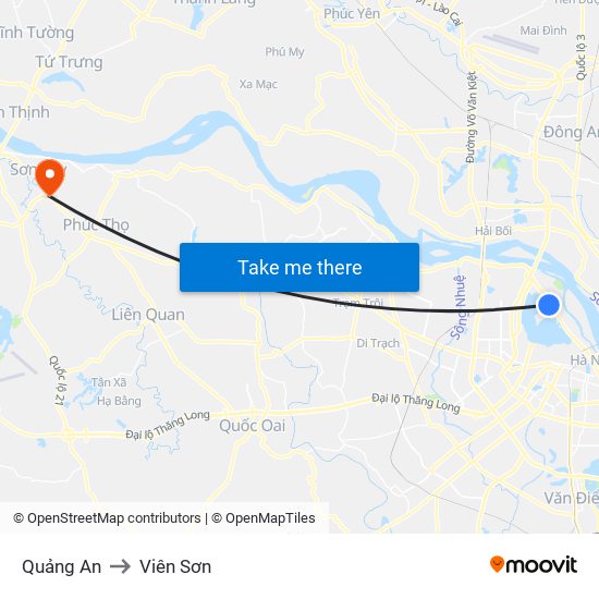 Quảng An to Viên Sơn map