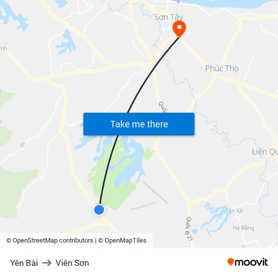 Yên Bài to Viên Sơn map