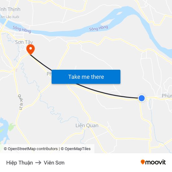 Hiệp Thuận to Viên Sơn map