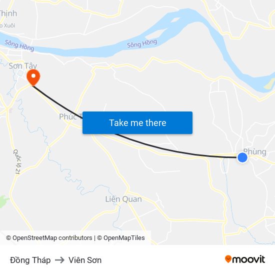 Đồng Tháp to Viên Sơn map