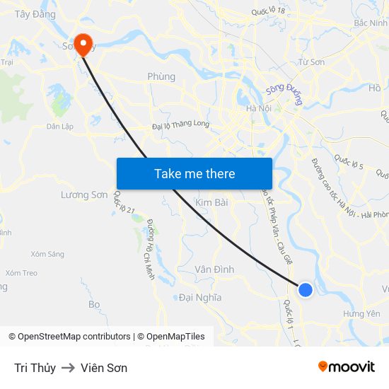 Tri Thủy to Viên Sơn map