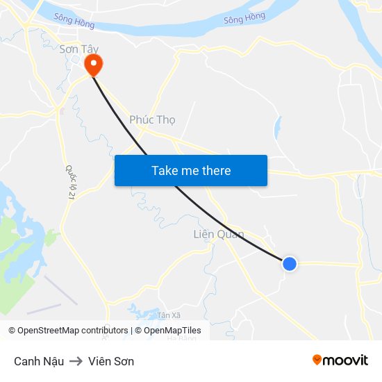 Canh Nậu to Viên Sơn map