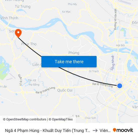 Ngã 4 Phạm Hùng - Khuất Duy Tiến (Trung Tâm Hội Nghị Quốc Gia) to Viên Sơn map