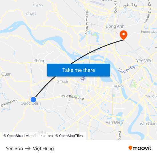 Yên Sơn to Việt Hùng map