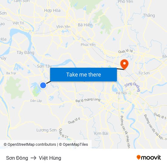 Sơn Đông to Việt Hùng map