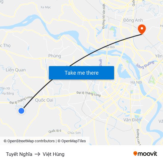 Tuyết Nghĩa to Việt Hùng map