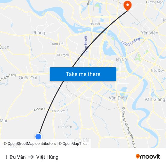 Hữu Văn to Việt Hùng map