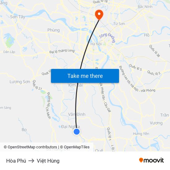 Hòa Phú to Việt Hùng map