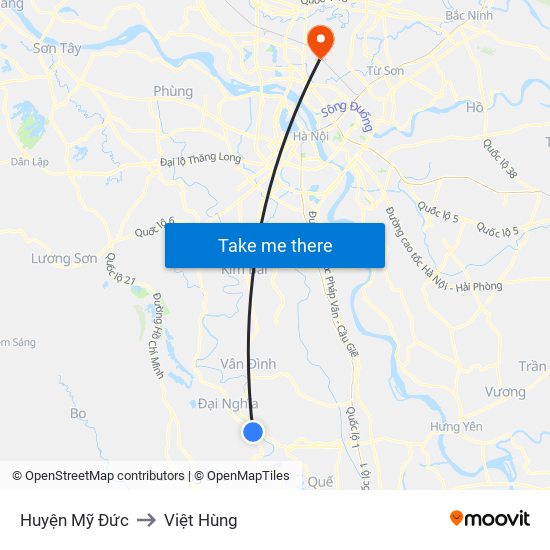 Huyện Mỹ Đức to Việt Hùng map