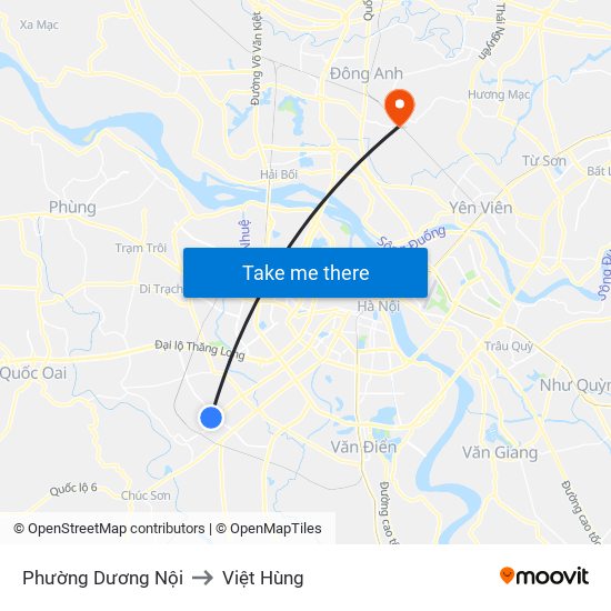 Phường Dương Nội to Việt Hùng map