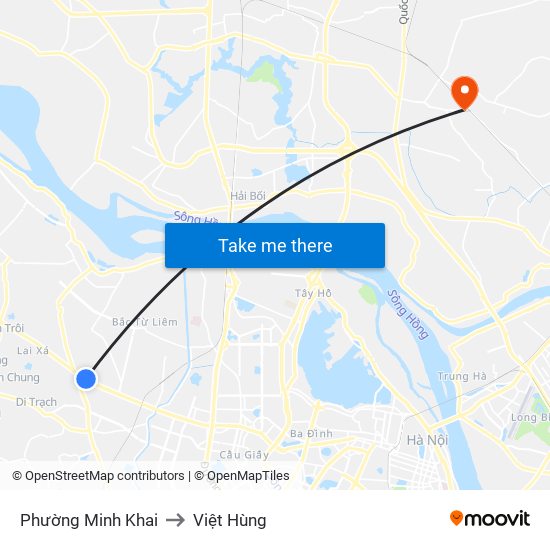 Phường Minh Khai to Việt Hùng map